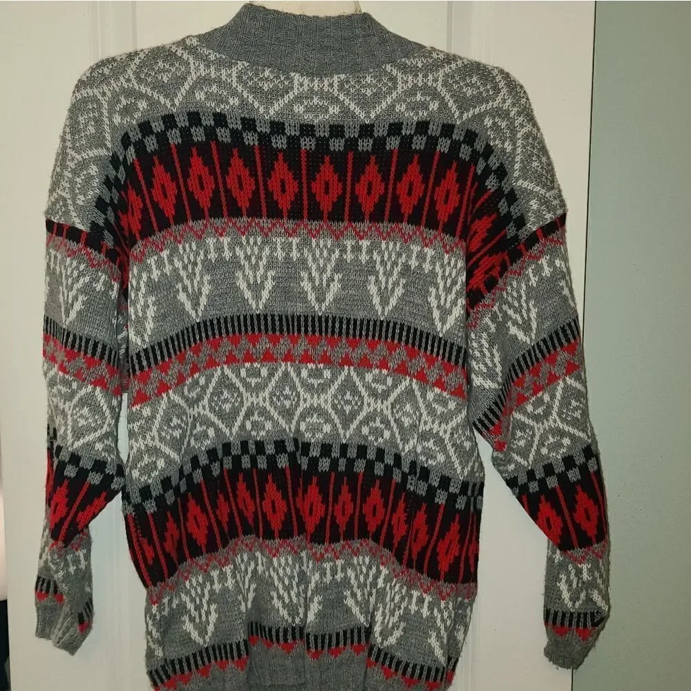 Vintage 1980's Crewneck Fair Isle Aderro Sweater